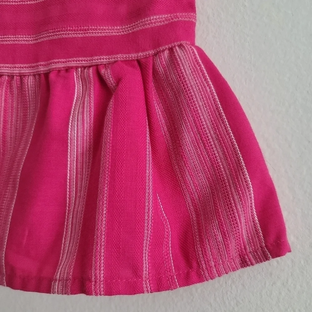 Genuine Kids 18 M‎ OshKosh B'Gosh Pink Striped Tassle Blouse Shirt Boho